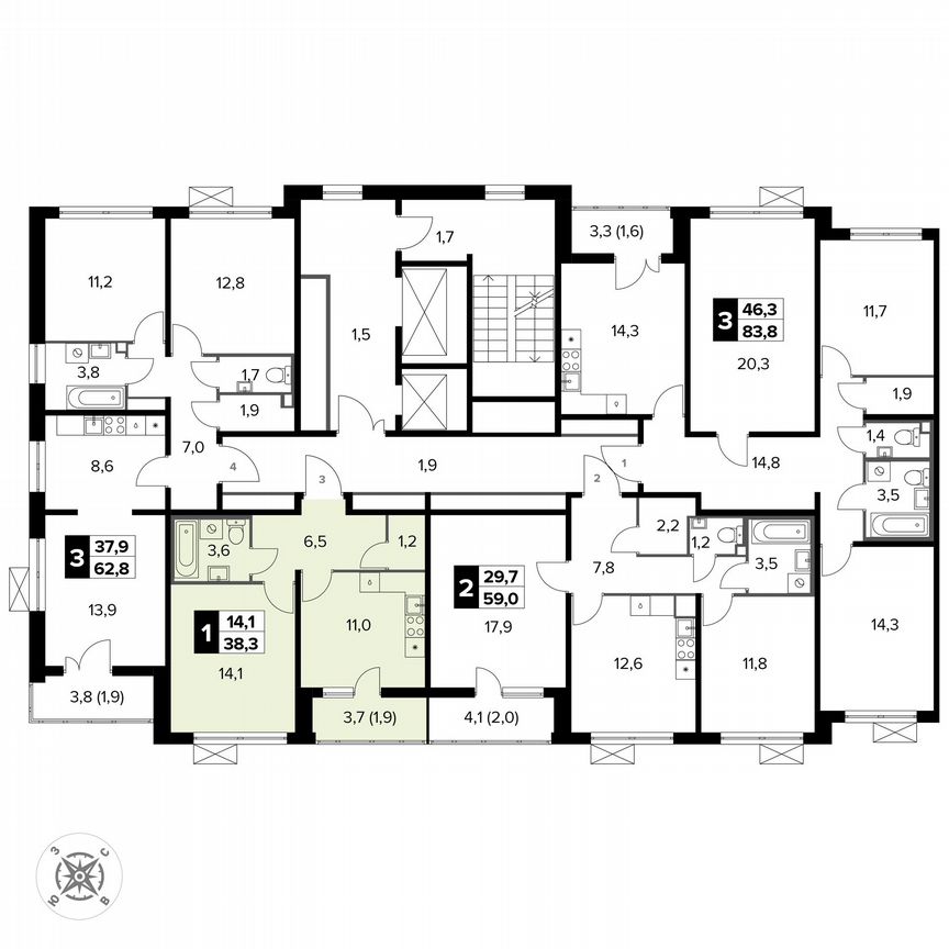 1-к. квартира, 38,3 м², 5/15 эт.