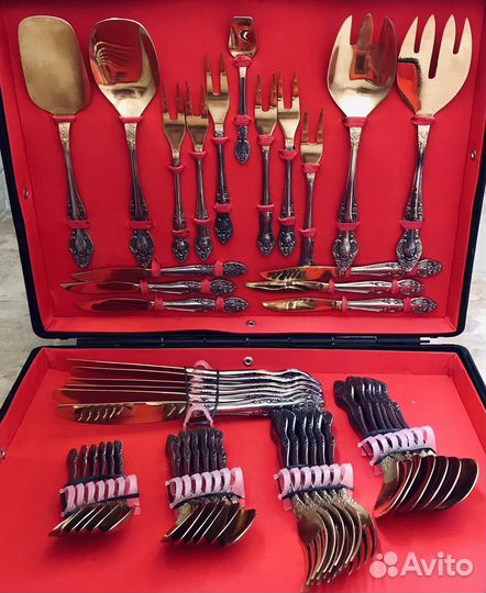 Набор столовых приборов СССР с позолотой, 6 персон