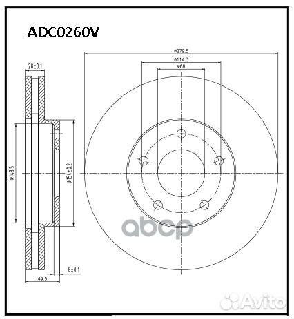 Диск тормозной перед ADC0260V allied nippon