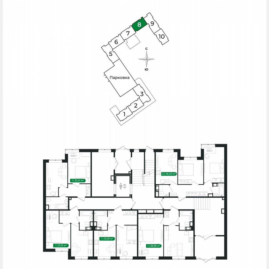 1-к. квартира, 39 м², 1/8 эт.