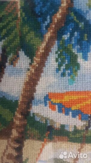 Картина вышитая крестом 30x40 морской пейзаж