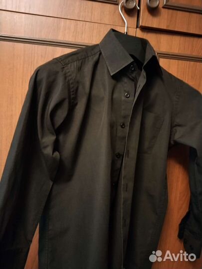 Рубашка для мальчика черная 7-8 лет