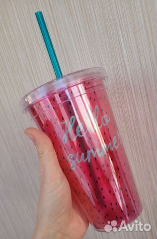 Стакан с двойным дном и трубочкой, 480 мл. Новое