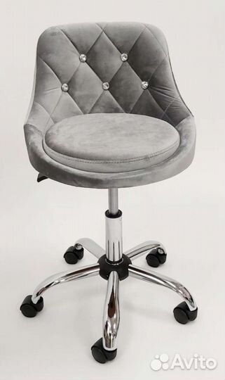 Стул кресло на колесиках ромб новое серое