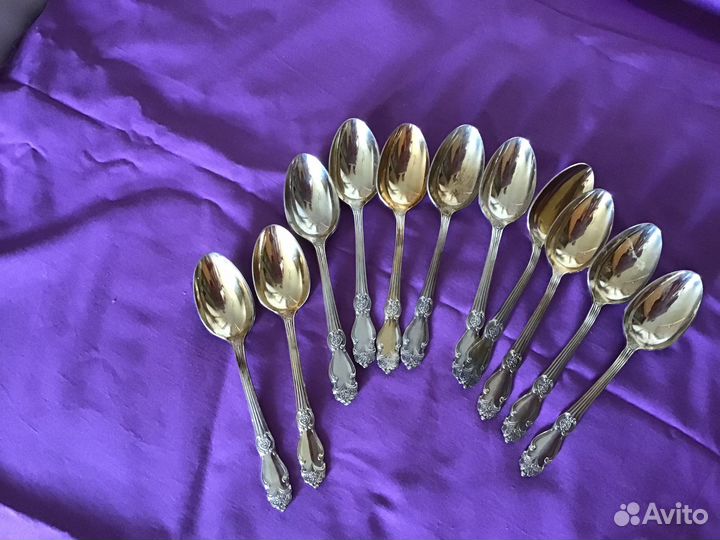 Набор чайных ложек мельхиор с позол