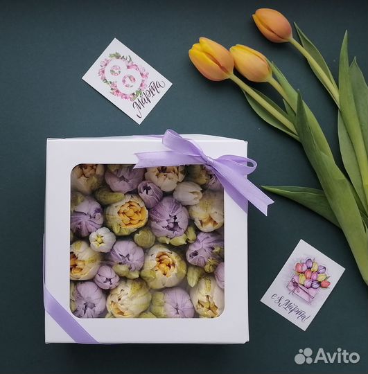 Зефирные цветы в коробочке