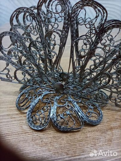 Салфетница мельхиоровая, СССР, скань