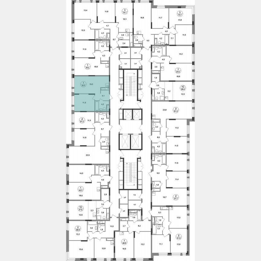 1-к. квартира, 38,9 м², 14/19 эт.