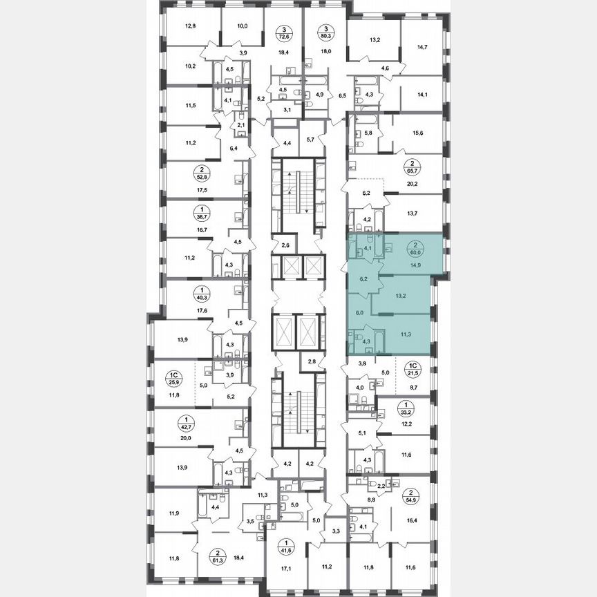 2-к. квартира, 60 м², 9/20 эт.