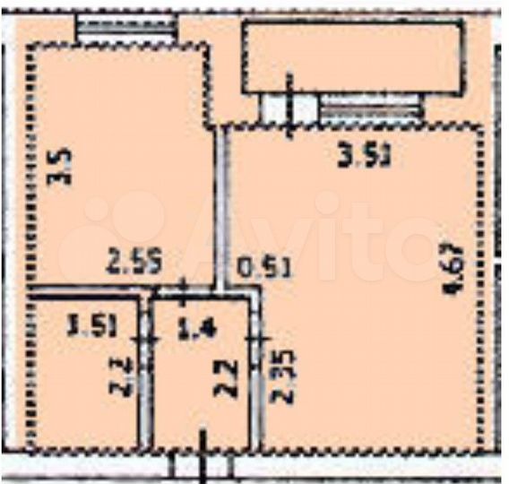 1-к. квартира, 33,4 м², 1/3 эт.