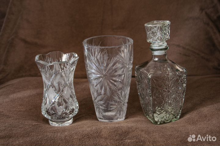Хрустальная ваза штоф салатник рюмки бокалы