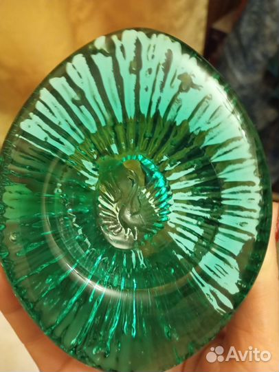 Хрустальная пепельница, цветное стекло