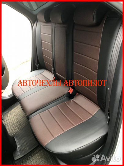 Чехлы Автопилот Kia Ceed 2 из экокожи чёрно-шокола