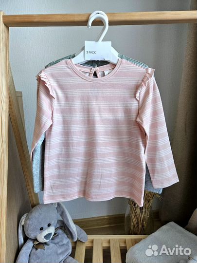 Лонгслив 3 шт для девочки h&m 86
