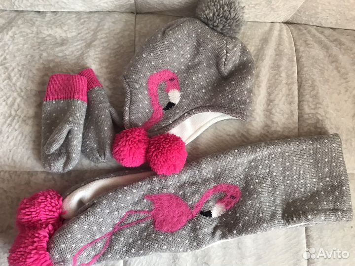 Комплект шапка, шарф и варежки 3-6 лет