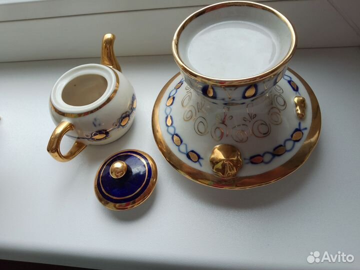 Самовар Гжель СССР стеклянный