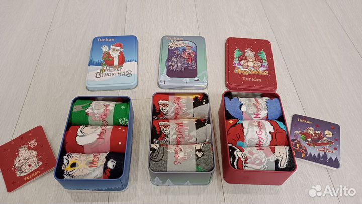 Носки новогодние подарочная упаковка р.37-41,41-46