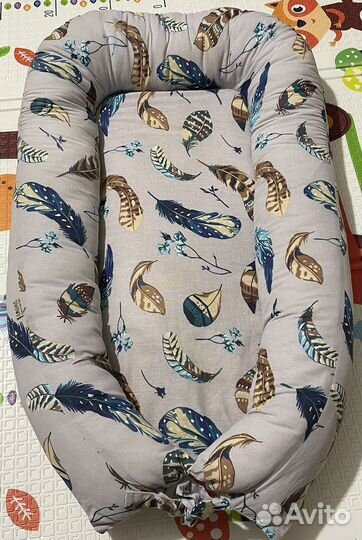 Гнёздышко-кокон баюлёнок, серый, перья, Амама