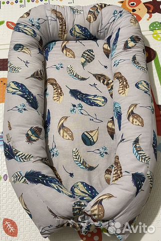 Гнёздышко-кокон баюлёнок, серый, перья, Амама