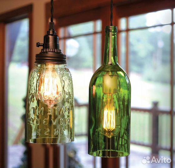 Светильник из стеклянной бутылки
