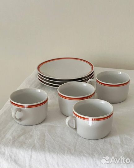 Чайный сервиз СССР красная каёмка