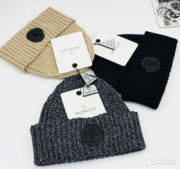 Вязаная шапка мужская moncler