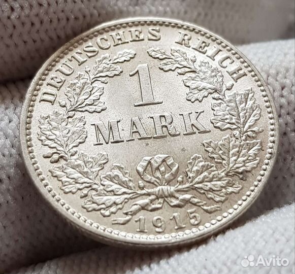 Серебро 1 марка 1915 год D Германия UNC
