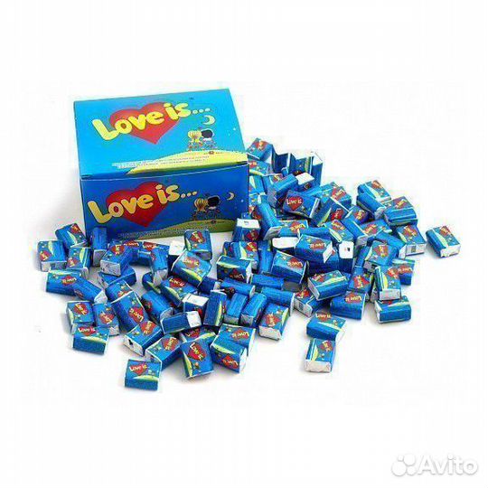 Жевательная резинка Love Is голубая упаковка 100шт