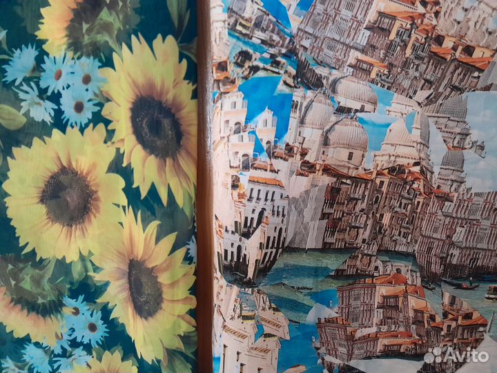 3 отреза шифон трикотаж на платья