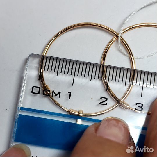 Золотые серьги кольца конго 585 пробы 2,3