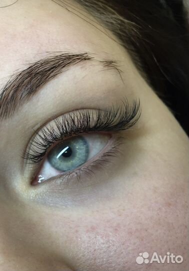 Наращивание ресниц, окрашивание +коррекция бровей