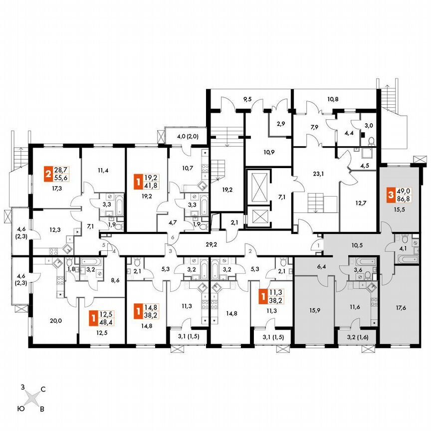 3-к. квартира, 85,2 м², 1/22 эт.