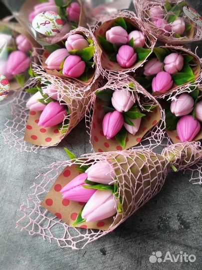 Букет тюльпанов из мыла