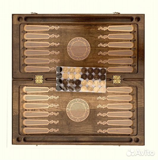 Нарды и шашки резные Лошадь в загоне 61 х 61 см Бук Армения 62456