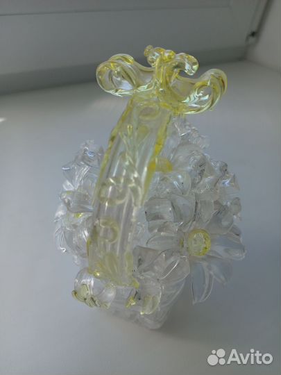 Сувенир СССР стекло- корзиночка с цветами