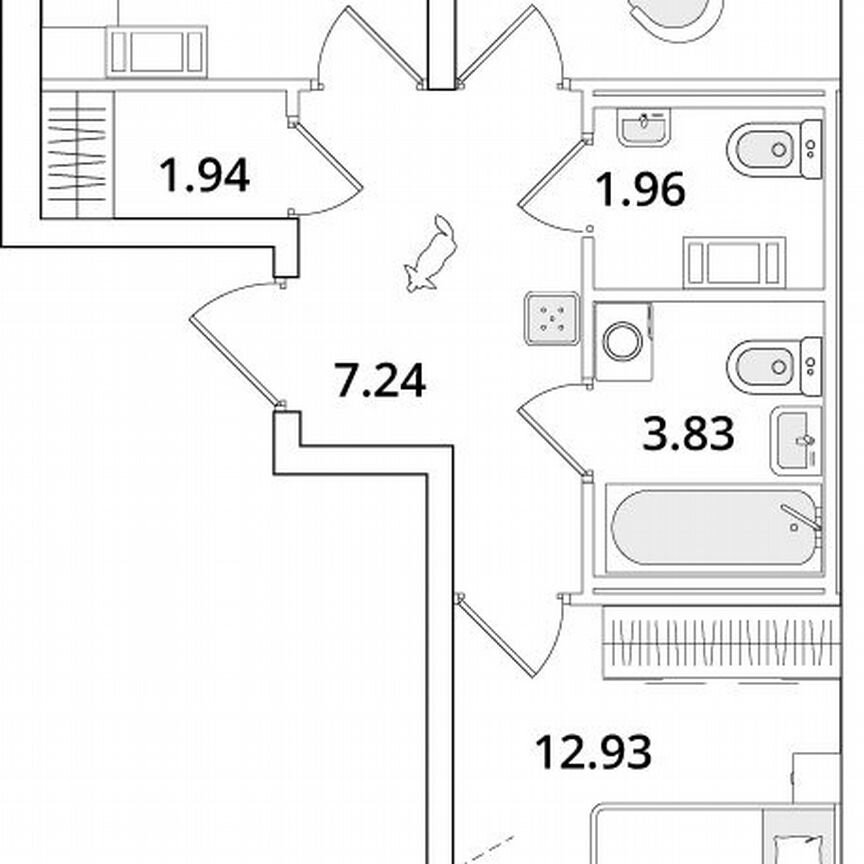 2-к. квартира, 54 м², 12/16 эт.