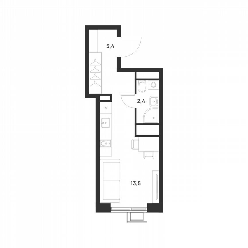 Квартира-студия, 21,3 м², 16/17 эт.