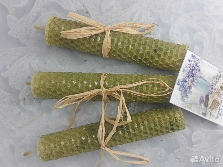Свечи из вощины с натуральной мятой, полынью