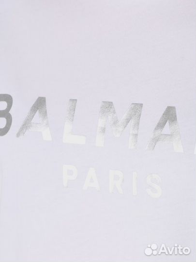 Футболка хлопковая с принтом Balmain