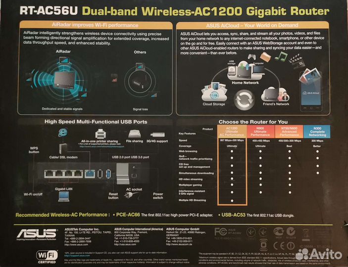 Роутер Asus RT-AC56U 802.11AC 5G AC1200