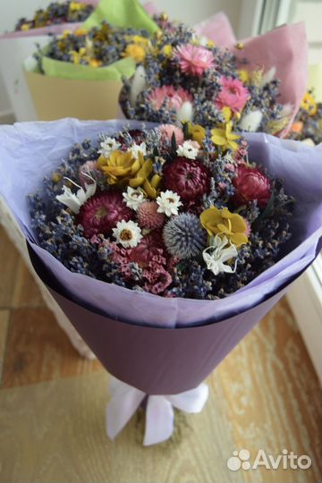 Букет сухоцветов с лавандой в школу и сад