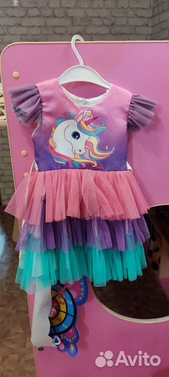 Платье единорог 92 праздничное