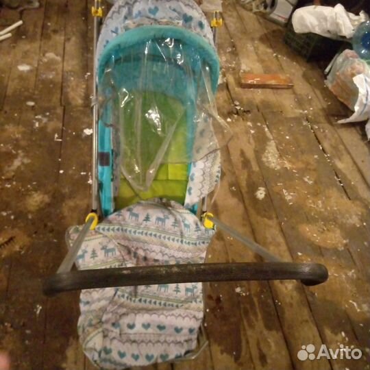 Детские санки коляска с колесами бу