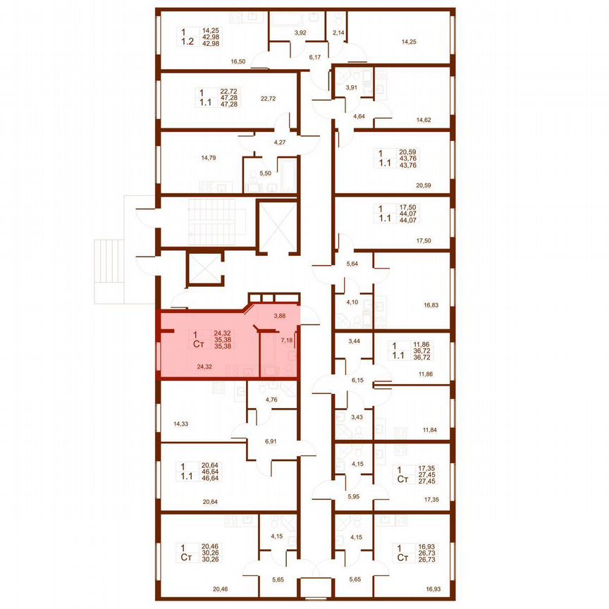 Квартира-студия, 35,4 м², 1/11 эт.