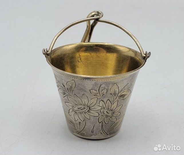 Ситечко для чая мельхиор позолота штихель Цветы