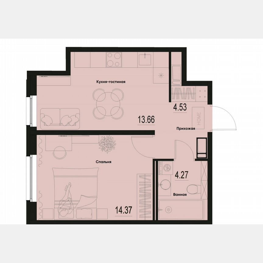 1-к. квартира, 36,8 м², 3/12 эт.
