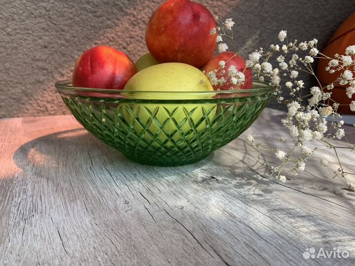 Ваза С геометрическим декором, стекло, пресс, СССР