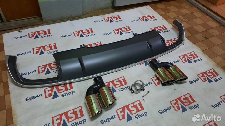 Диффузор заднего бампера с насадками audi a4 s4 b9