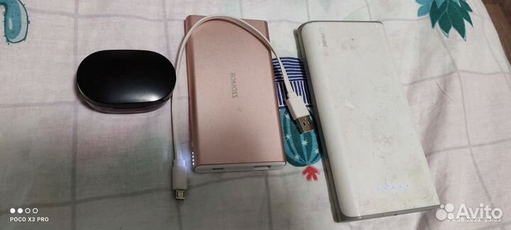 Power bank, наушники