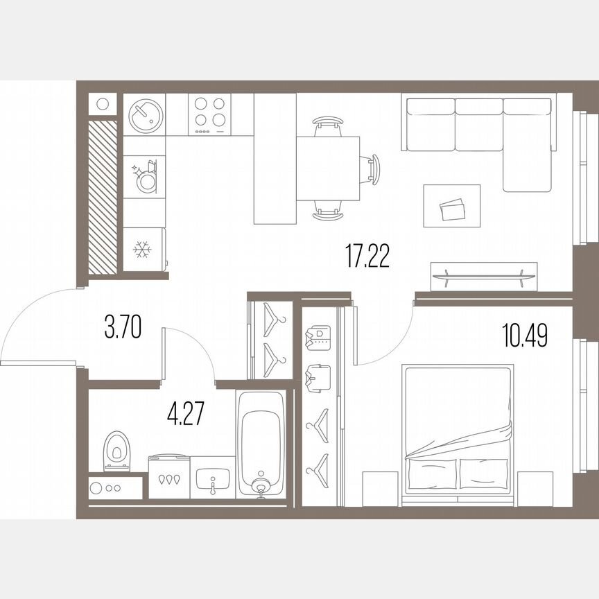 1-к. квартира, 35,7 м², 8/10 эт.